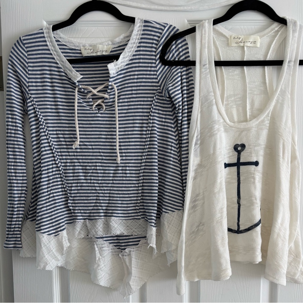 Set of 2 Vintage Havana Tops: 1 Racerback Tank & 1,Longsleeve Top; Women’s L